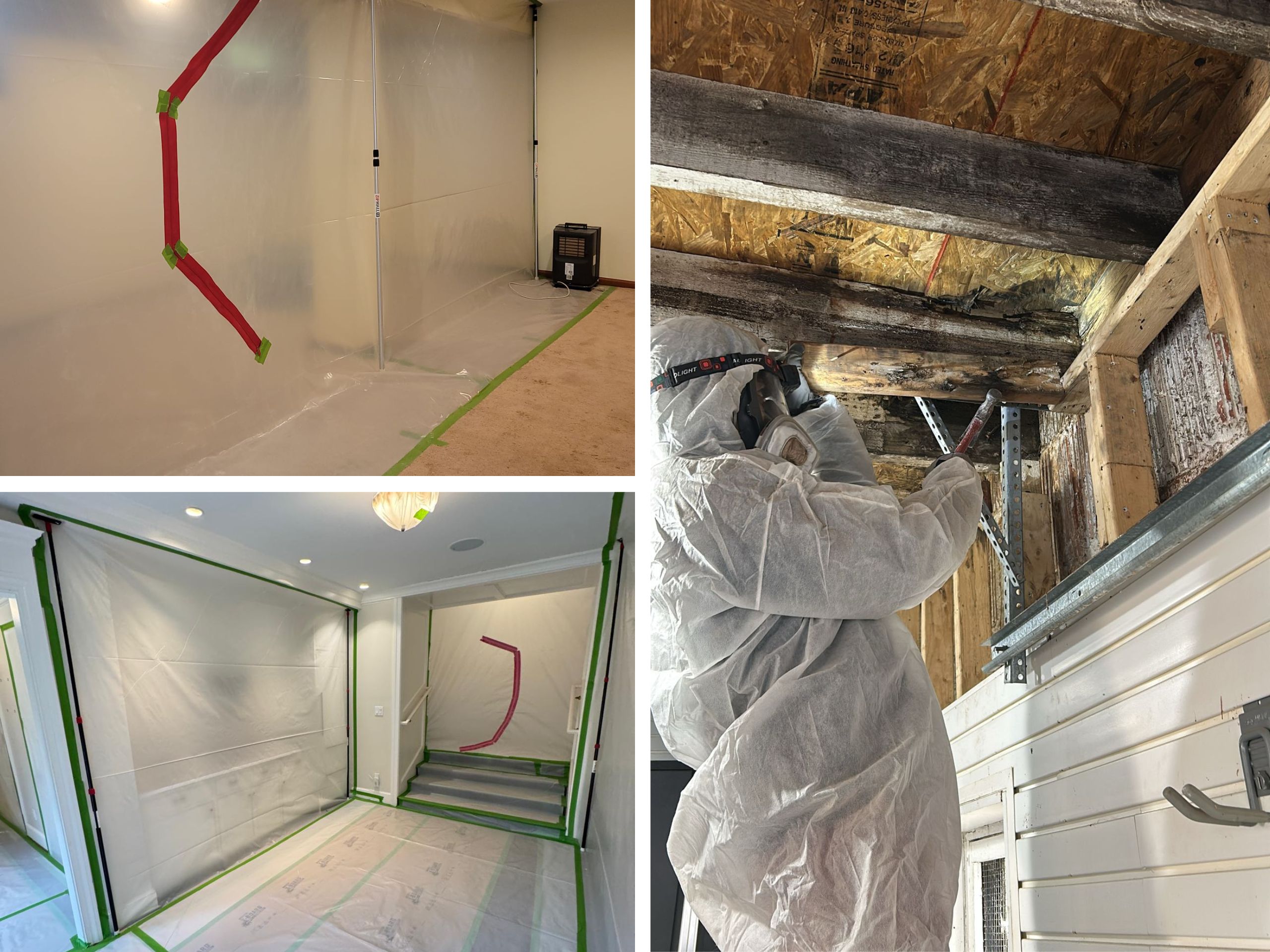 North Coast Restoration crew setting up mold containment and remediation in Fort Bragg, CA